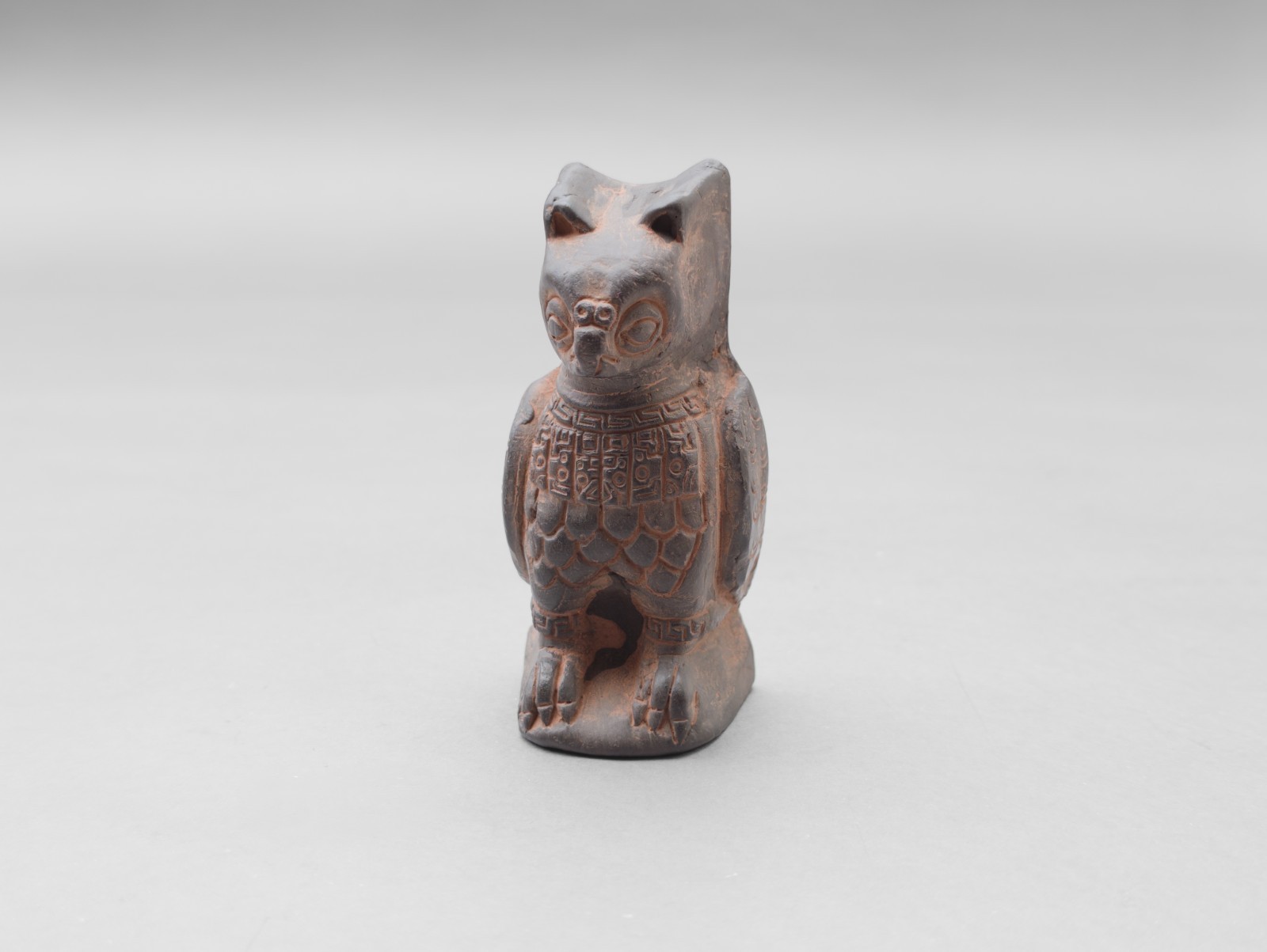 Handmade Pre-Columbian Andean Shaman Owl Statue, Peru Inca Tribal Pottery