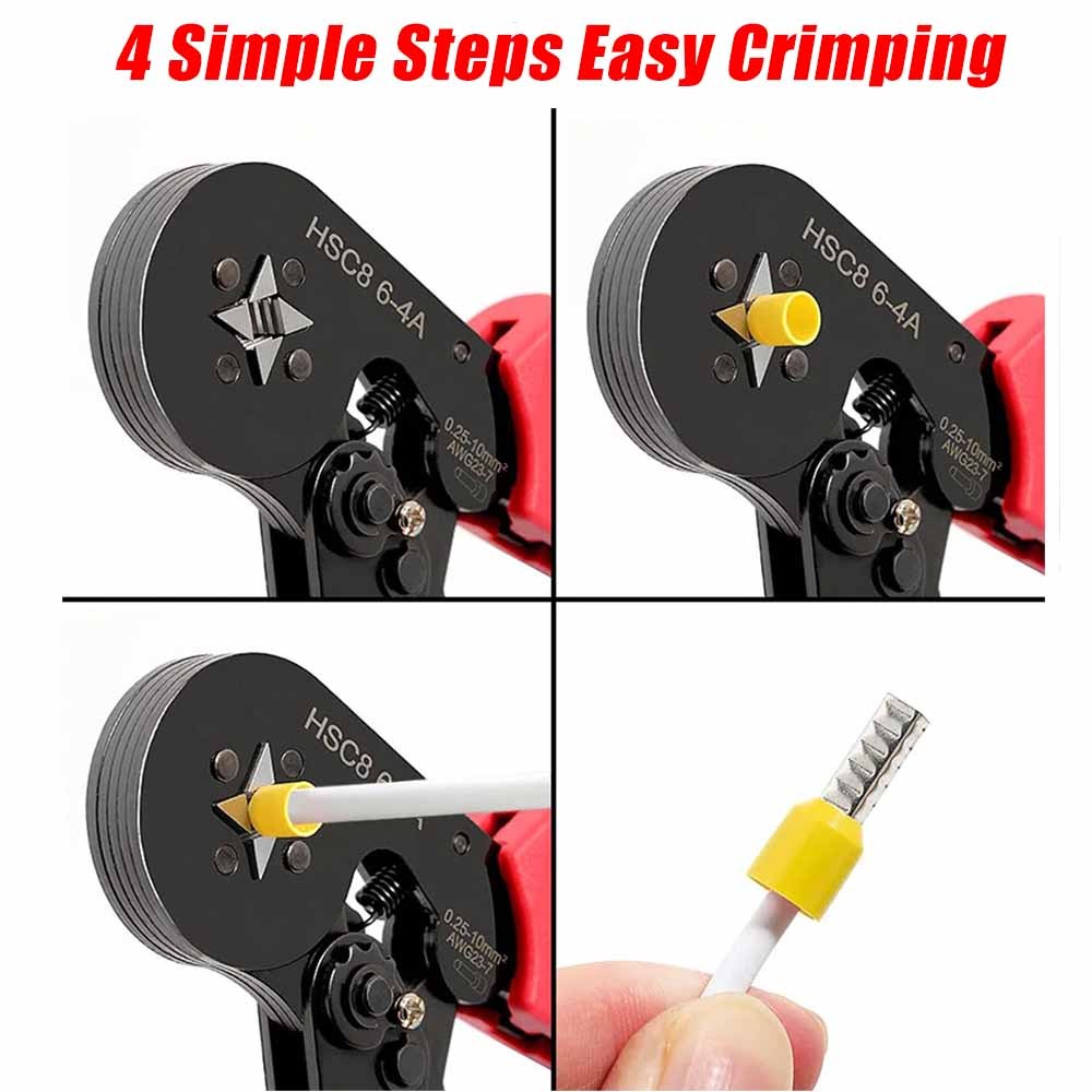 Ferrule Crimping Tool Kit Self-adjustable Wire Crimper Plier 1200pcs Terminal #V