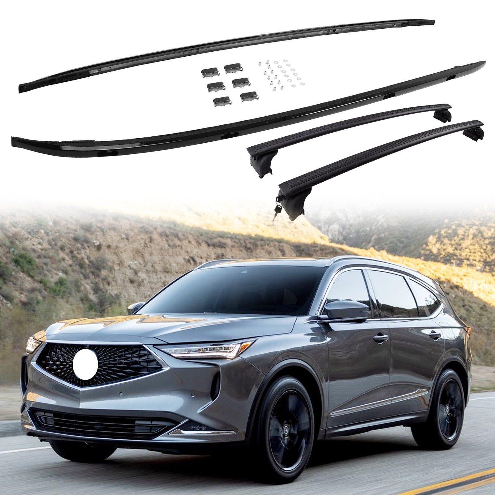 4Pcs Roof Rail Rack Cross Bar Fits for Acura MDX 2022-2025 Cargo Carrier Luggage