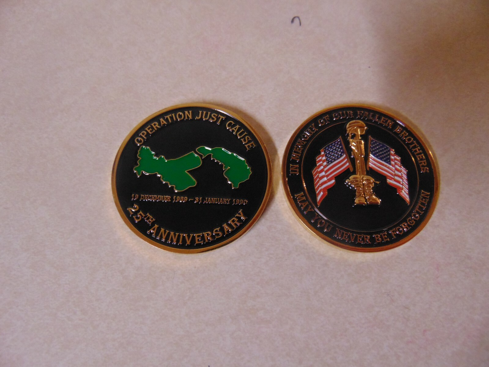 CHALLENGE COIN OPERATION JUST CAUSE 25TH ANNIVERSARY IN MEMORY OF OUT FALLEN BRO