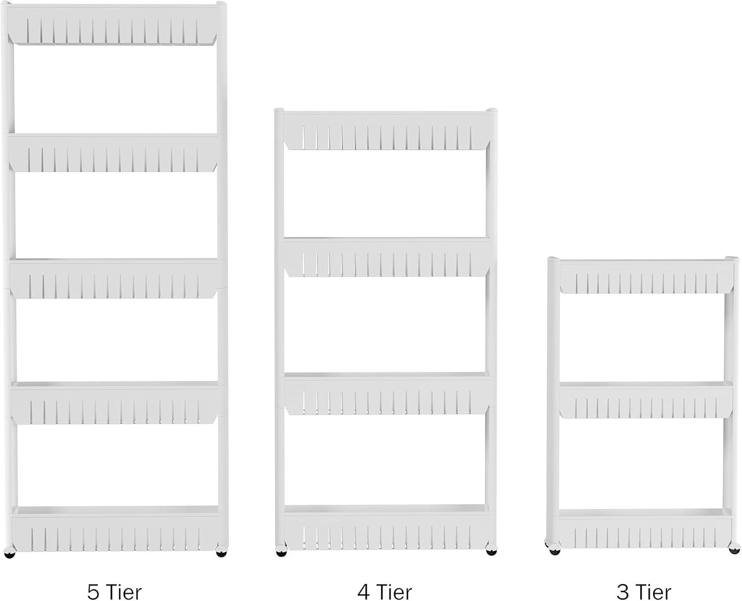 Mobile 5-Tier Slim Storage Tower - Perfect for Tight Spaces & Easy Access