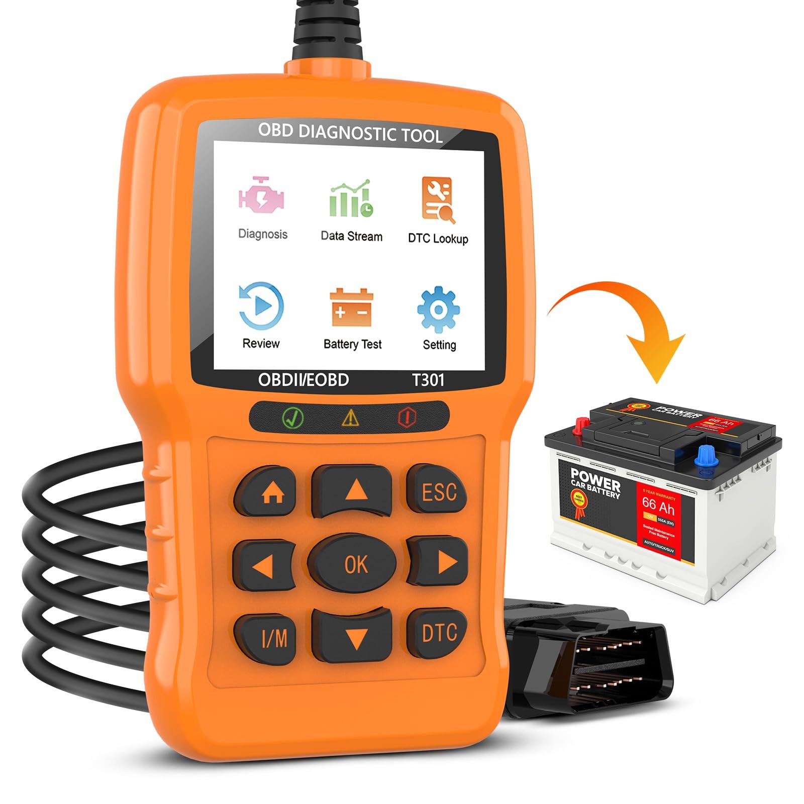 Beaspire OBD2 Scanner Diagnostic Tool, Check Engine Light Code Orange