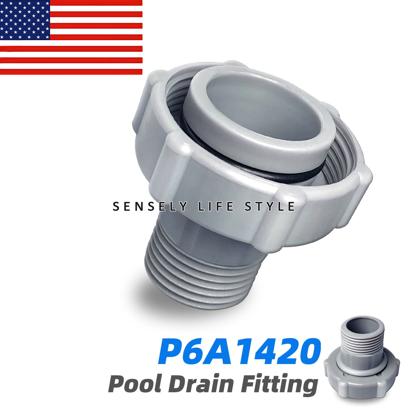 Above Ground Swimming Pool Drain Fitting Adapter 1.5” ID Fits P6 Series P6A1420