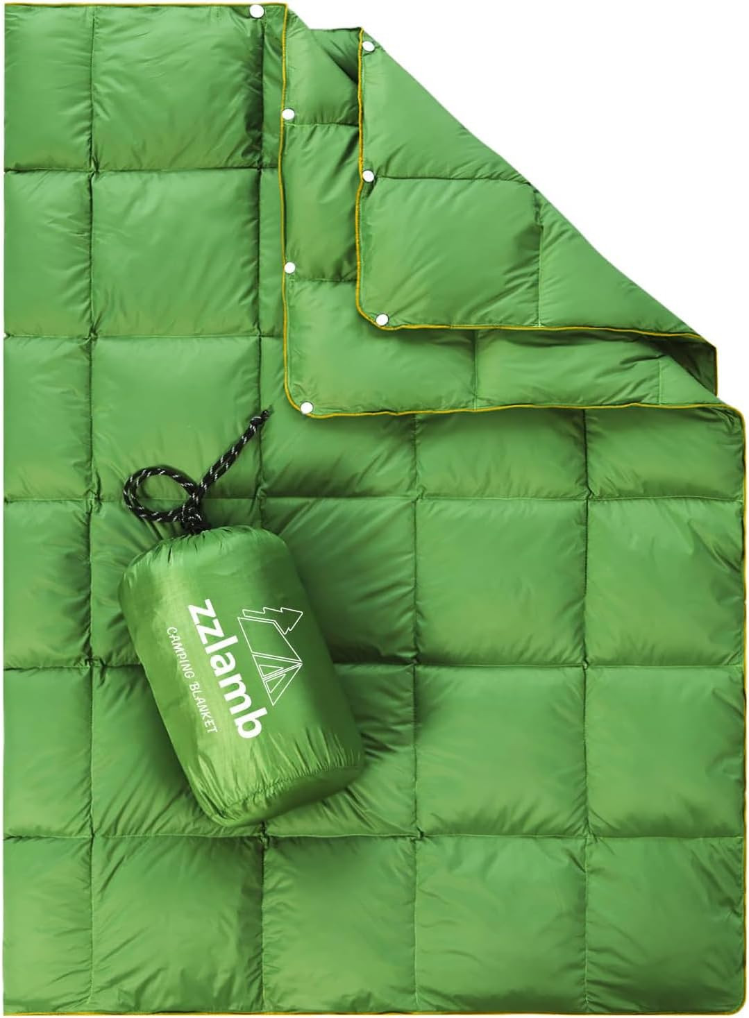 Zzlamb Puffy down Camping Blanket Water-Repellent, down Throw Travel Blanket Por