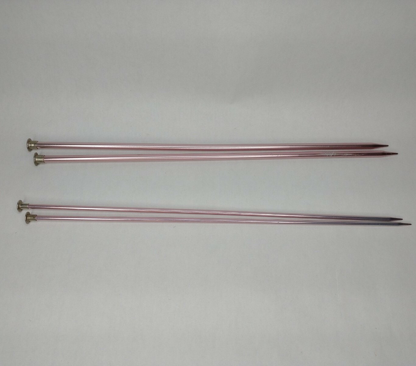 Lot Of 2 Pair Of 14 Inch Sears Knitting Needles Size 10.5 & 6 Pink Metal