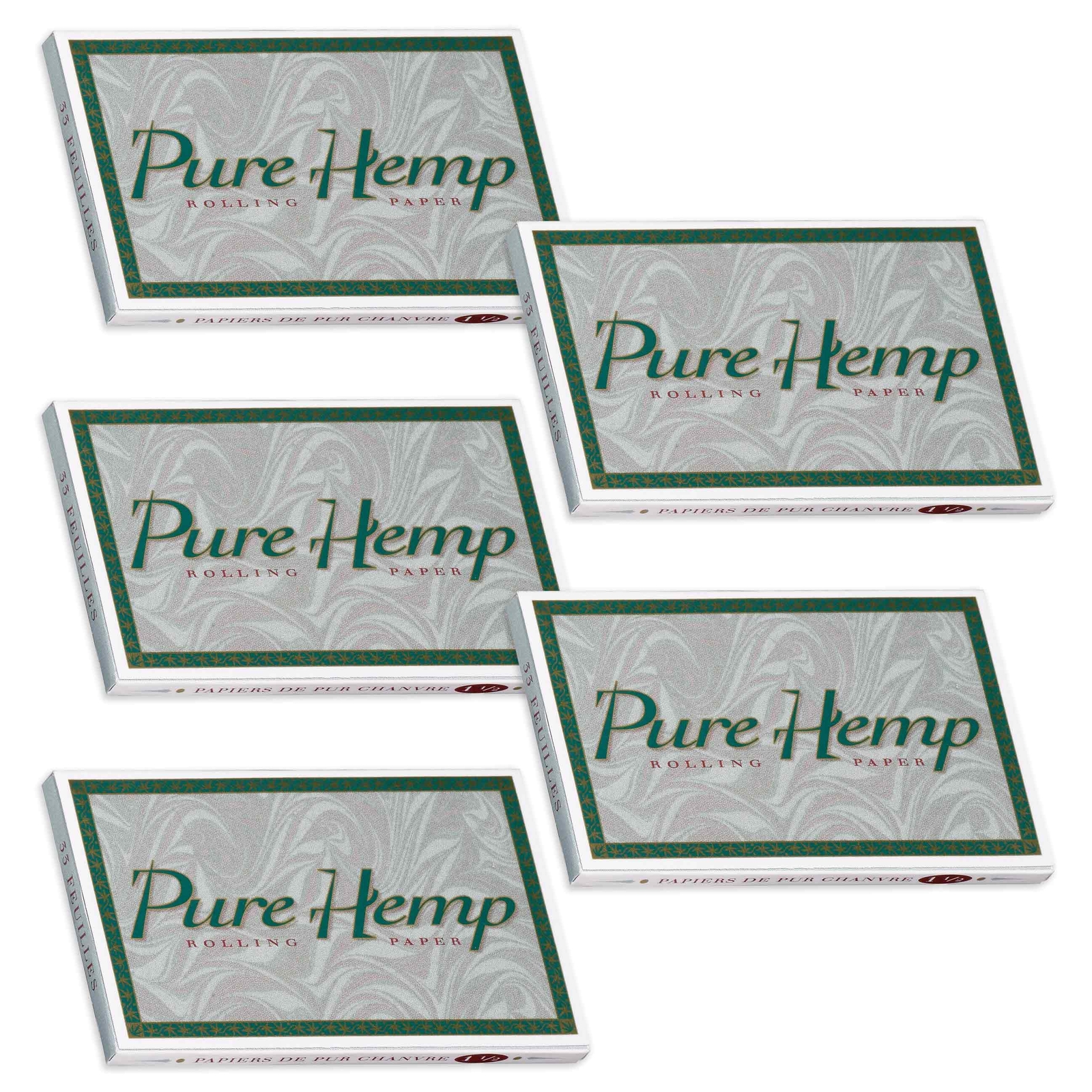 Pure Hemp Rolling Paper Classic 1 1/2 Ultra Thin Cigarette Paper (5 Booklets)