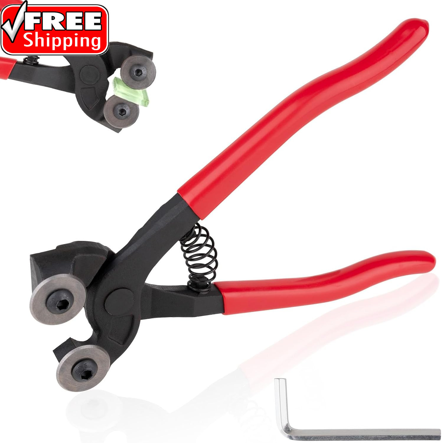 Glass Tile Nippers 7", Heavy Duty Wheeled Glass Mosaic Nipper, Glass Nippers wit