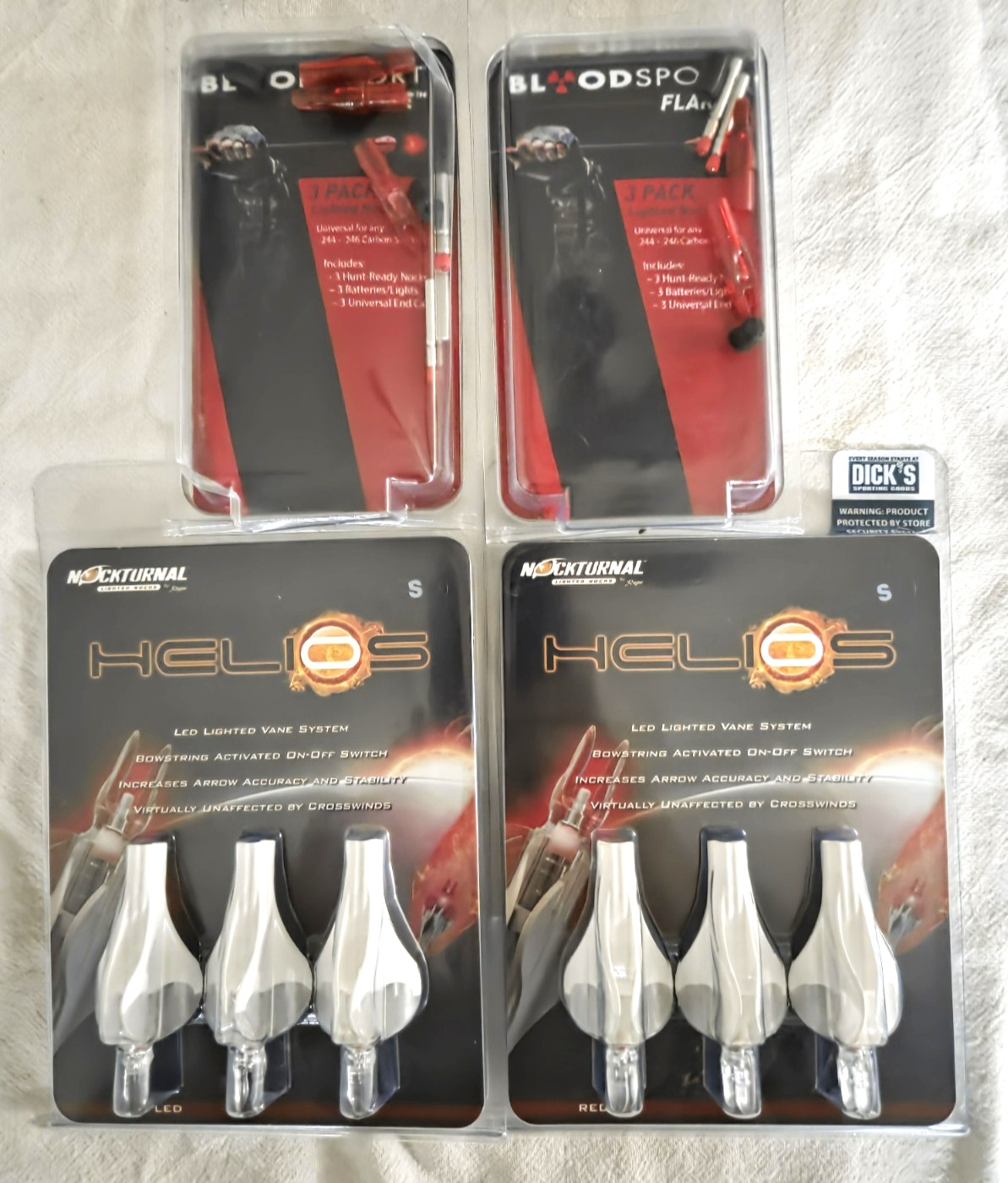 6ea NOCKTURNAL HELIOS S-Nocks & Vanes. Plus 5ea BLOODSPORT FLARE Nocks See Pics!