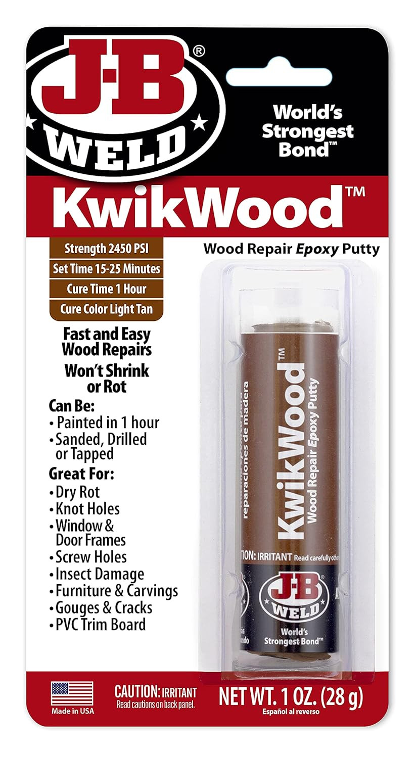 Kwikwood Wood Repair Epoxy Putty Stick 1oz Fix Cracks Holes Furniture