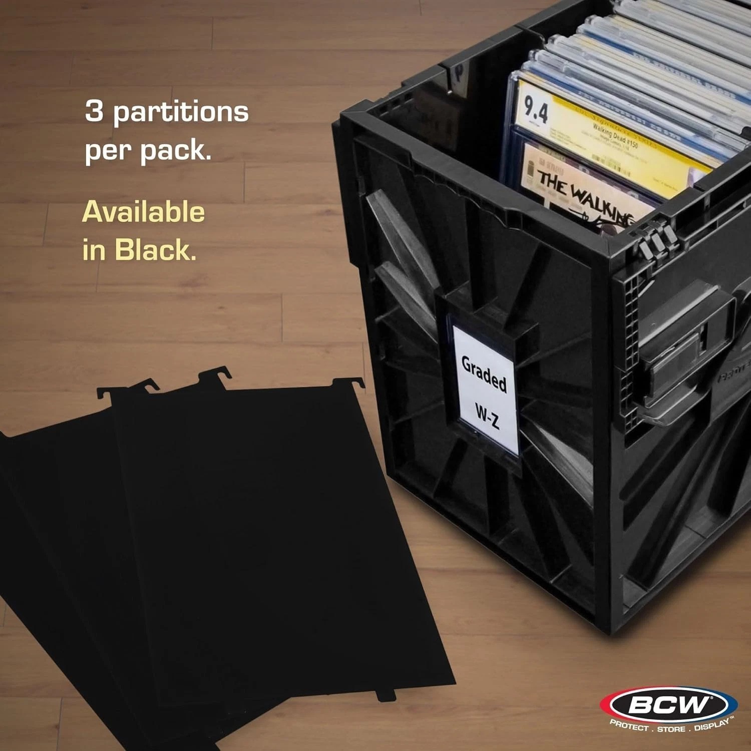 Exclusive Black Comic Book Bin Partitions - 3 Pack for Graded Collections