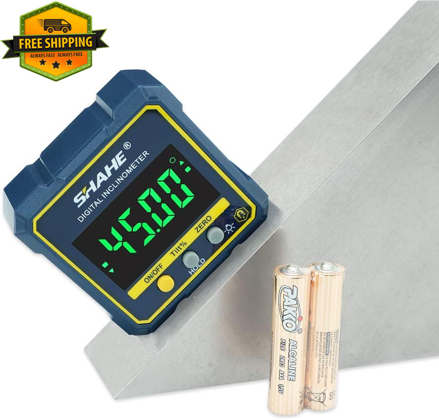 SHAHE Digital Angle Gauge Magnetic Protractor Level Box Angle Finder Cube