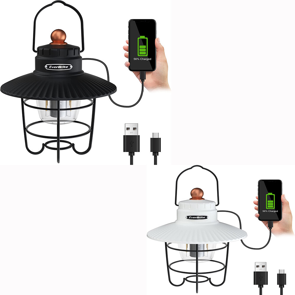 EverBrite LED Camping Lantern Pack of 2USB C Rechargeable Lantern 3 Light Modes