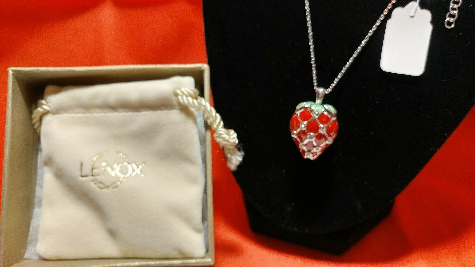 LENOX "SUGARED STRAWBERRY PENDANT" -- NEW IN BOX