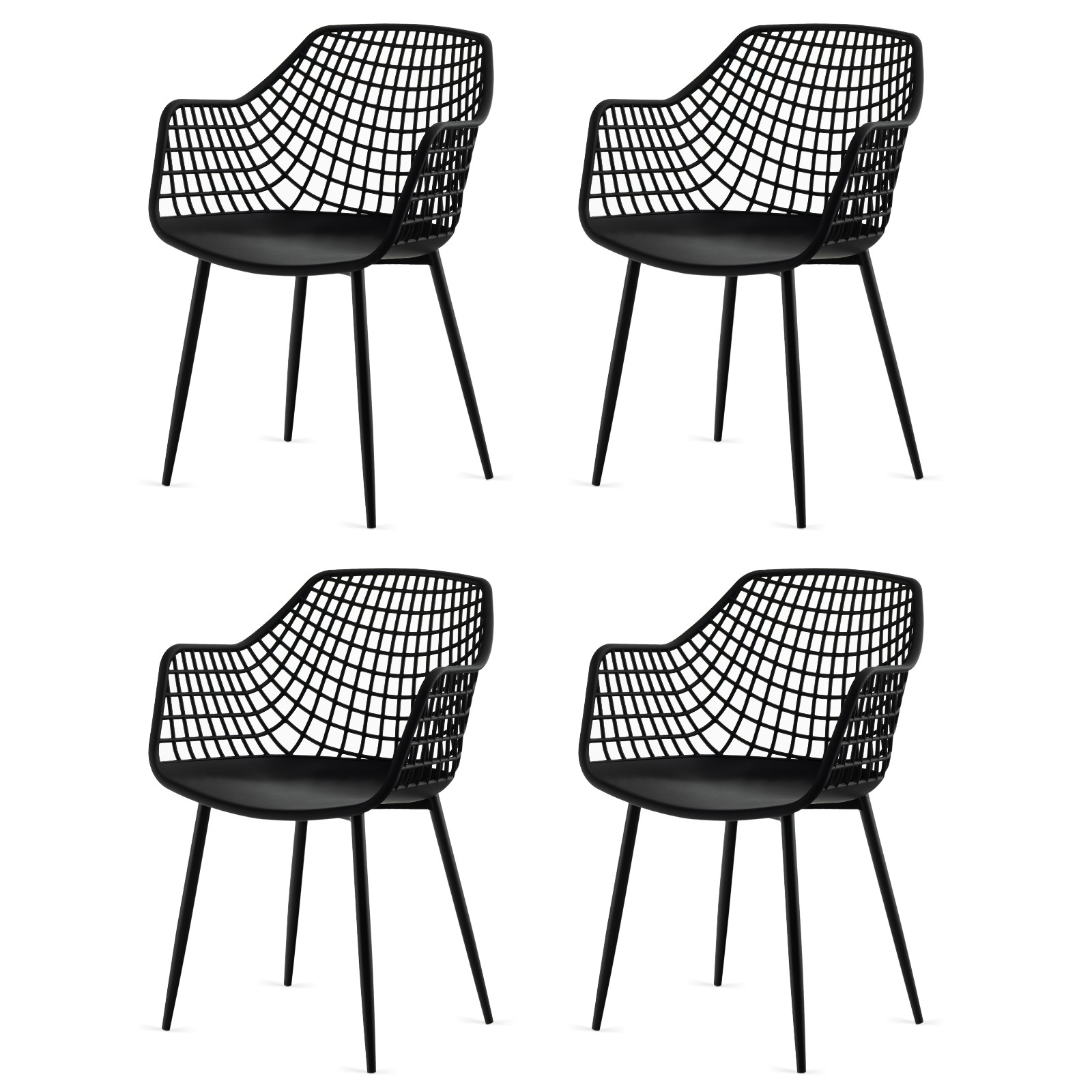 4 PCS Modern Dining Chair Leisure Chair Decorative Chair w/ 4 Metal Legs Black