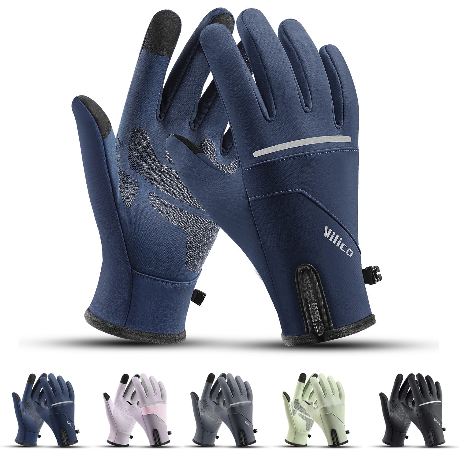 Winter Fleece Warm Mittens Gloves Touch Screen Riding Gloves for Cold Weather