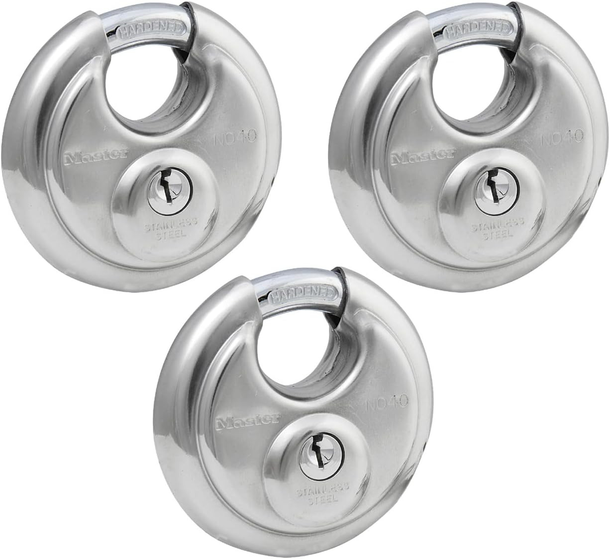 Master Lock 40TRI Shrouded Stainless Steel Disk Padlock with 2-3/4" Wide Body (P