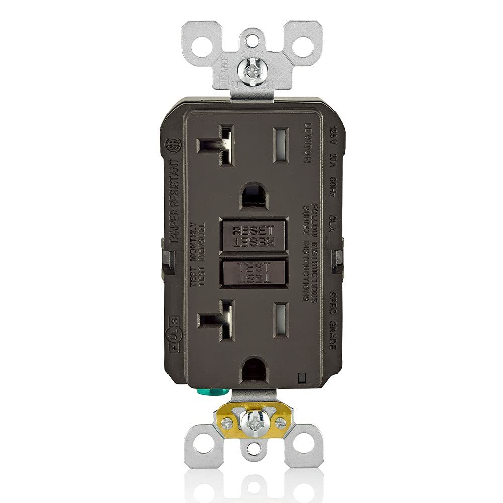 Leviton 20 Amp Brown GFCI Outlet Ground Fault Protection with Tamper Resistance