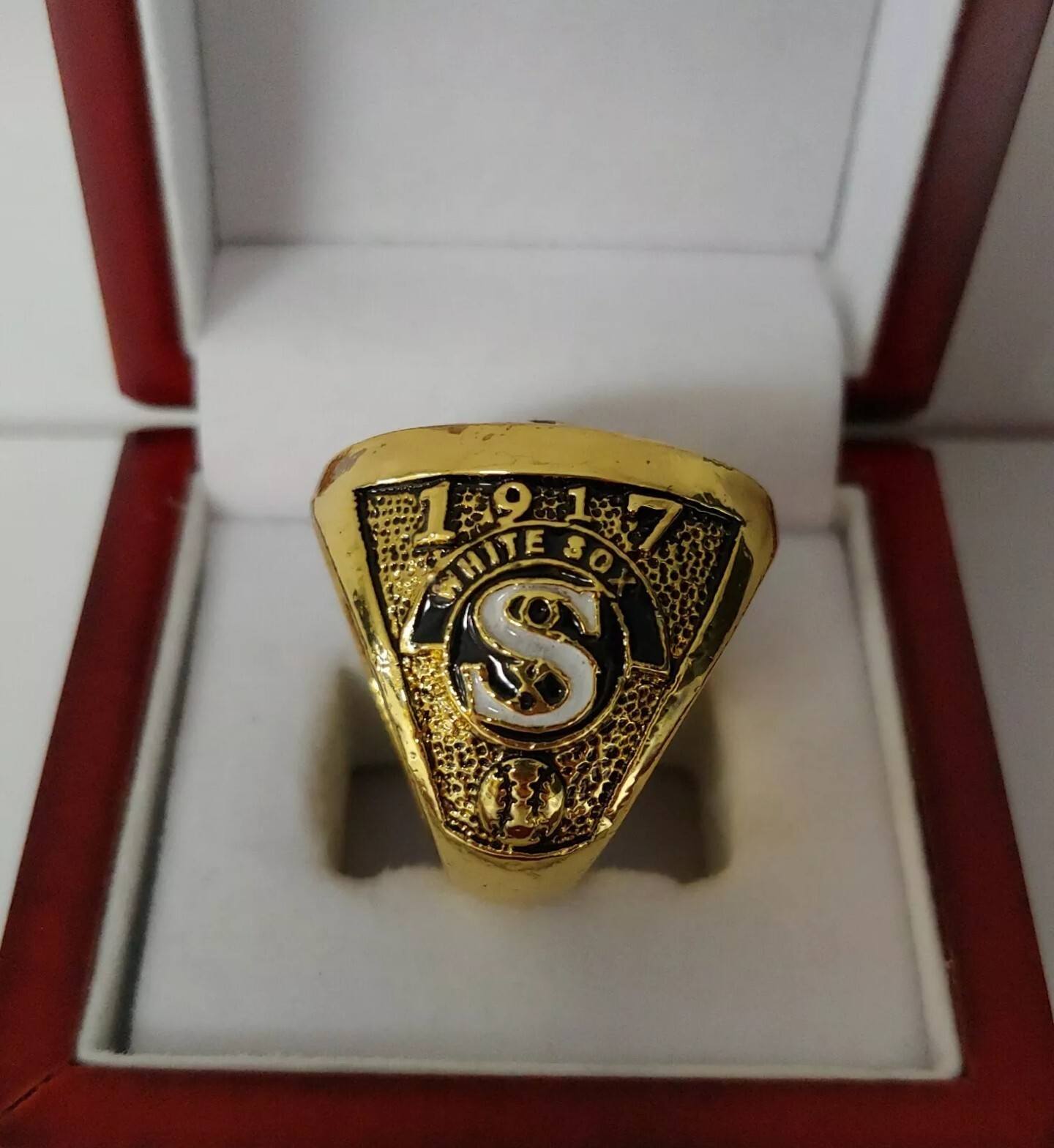 Joe Jackson - 1917 Chicago White Sox World Series Ring With Wooden Display Box
