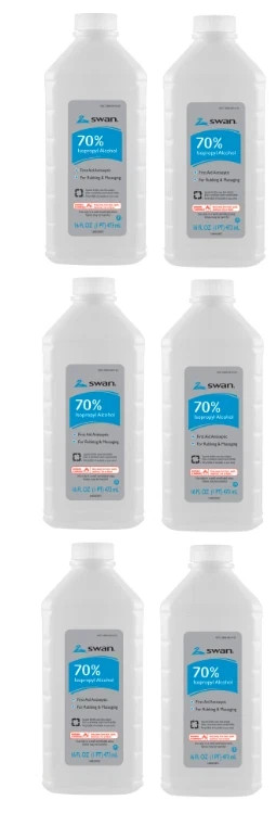 6 Bottles of Swan 70% Isopropyl Alcohol, 16-oz. Free Shipping *SPECIAL*