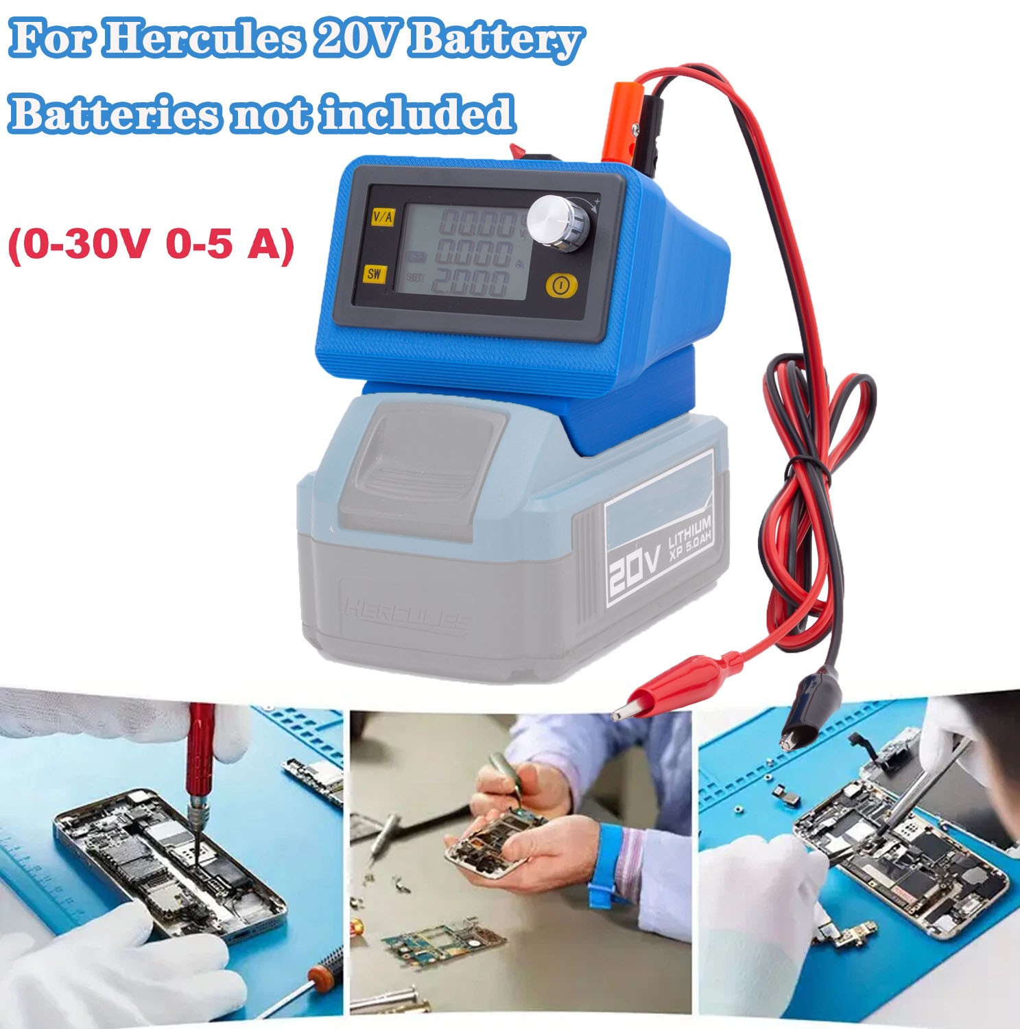Adjustable Voltage Portable DC Power Supply 0-30V 0-5A For Hercules 20V Battery