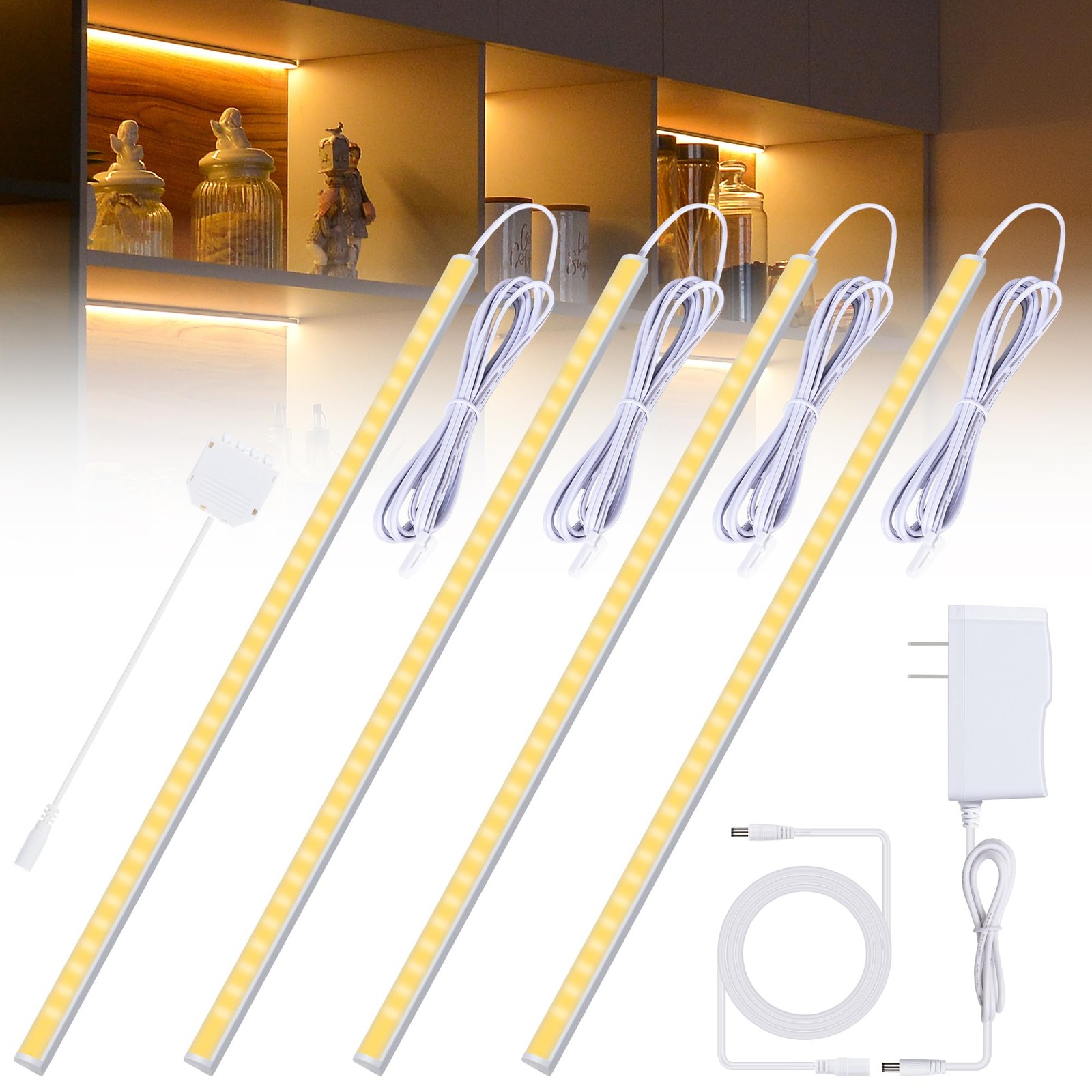 4PCS x 12inch Sector Display Cabinet Lights, Dimmable LED Shelf Lighting with...