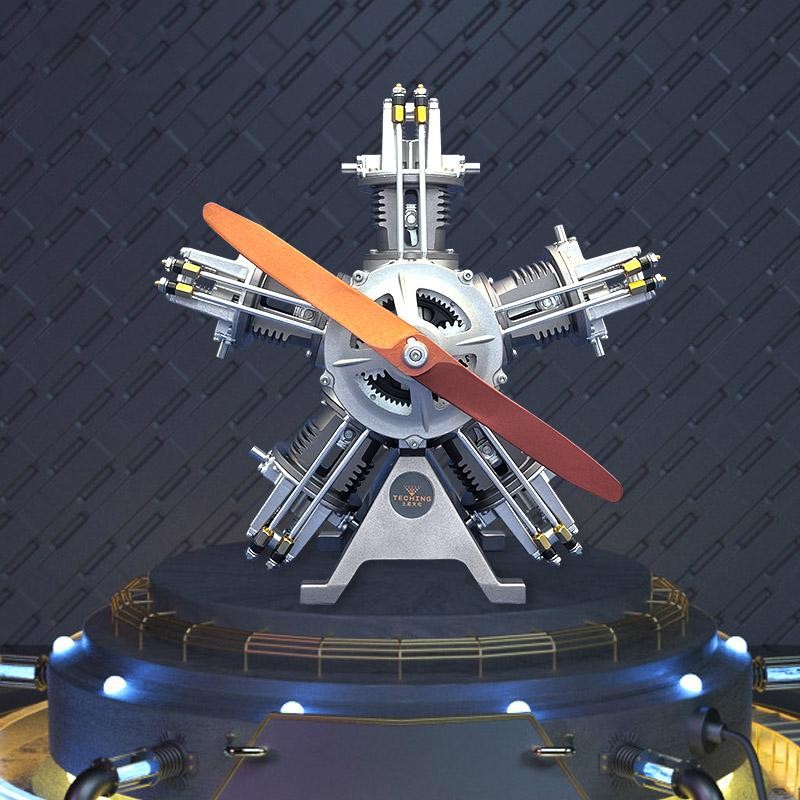 TECHING Electric Engine Five Cylinders Radial Realistic DIY Art Display Model