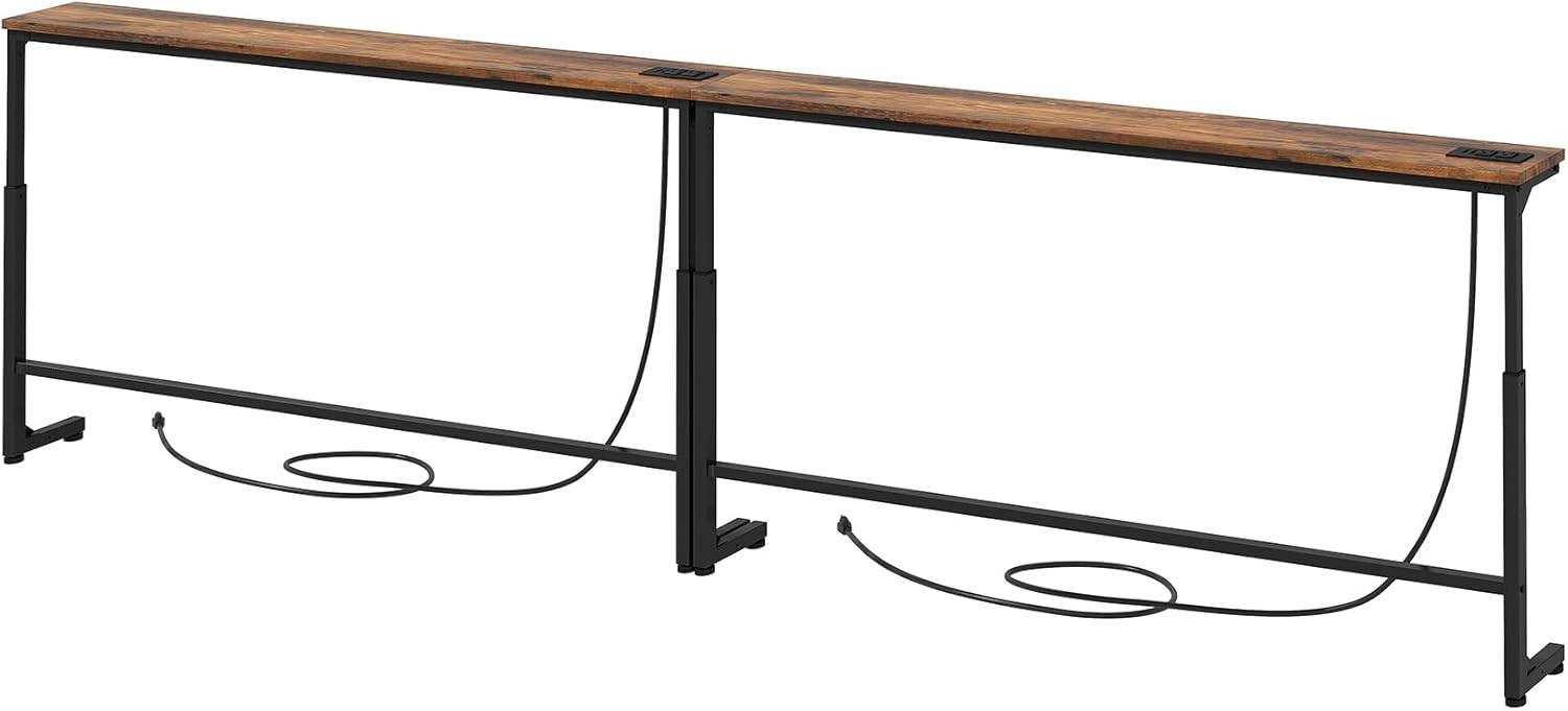94.5" Extra Long Behind Couch Table, Adjustable Height Narrow Console Table with
