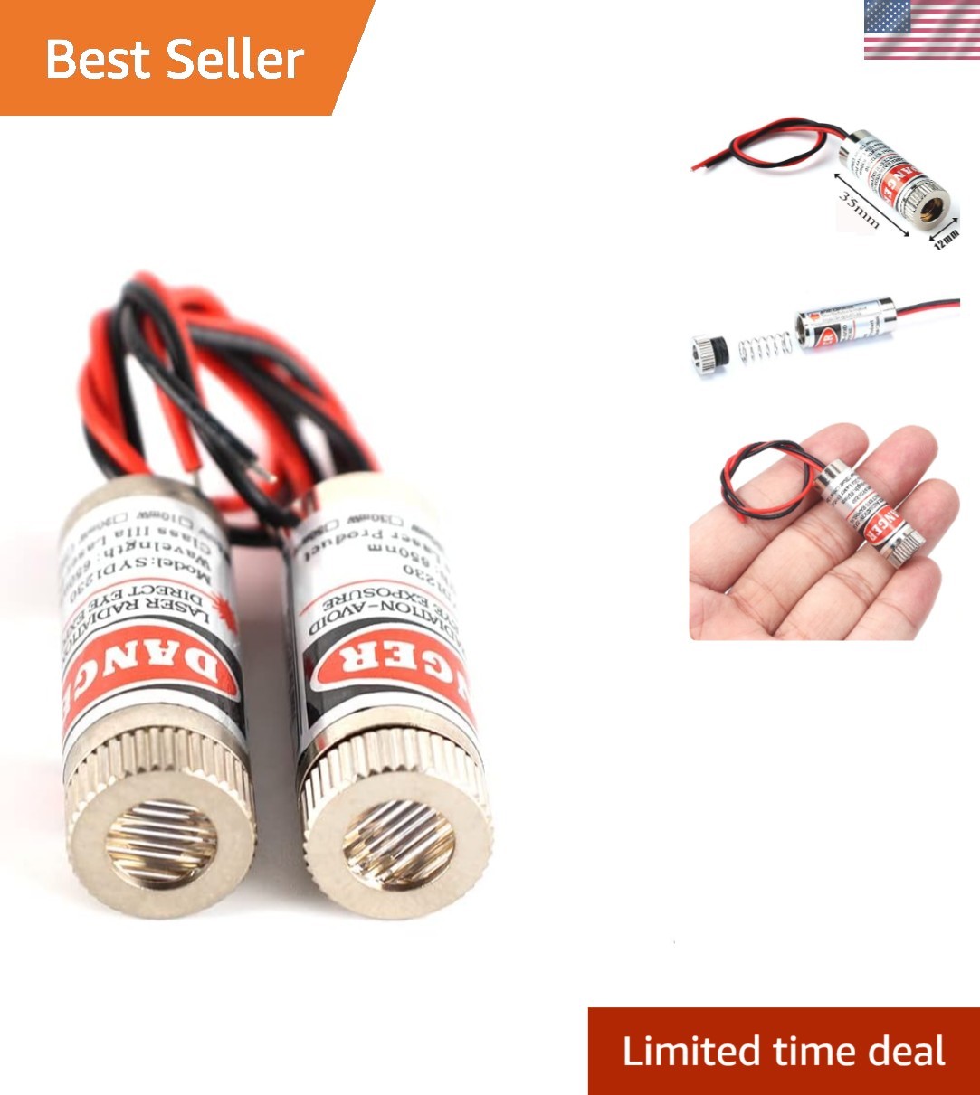 Compact Red Laser Light Module - Adjustable Focus, Ideal for Targeting & Testing