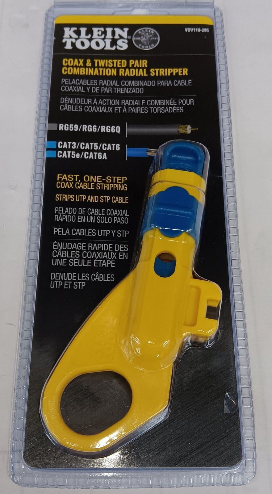 NEW KLEIN TOOLS VDV110-295 COAX & TWISTED PAIR COMBINATION RADIAL STRIPPER