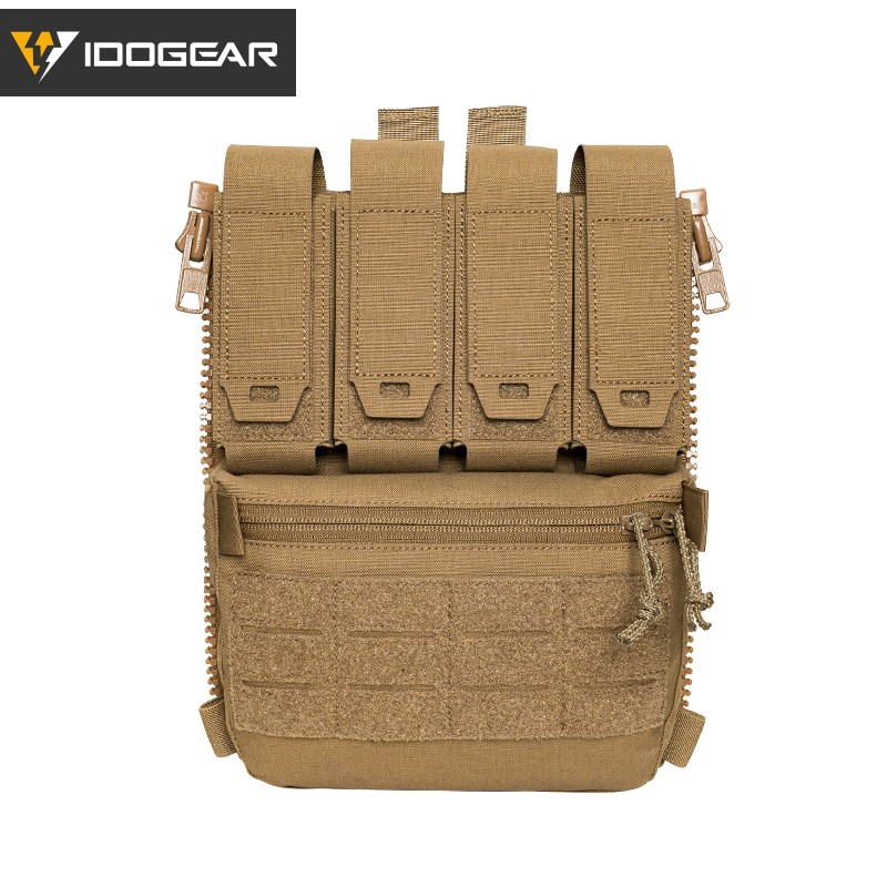 IDOGEAR Tactical BackPack Zip On Back Panel Quad Mag Holder Support Bag Airsoft