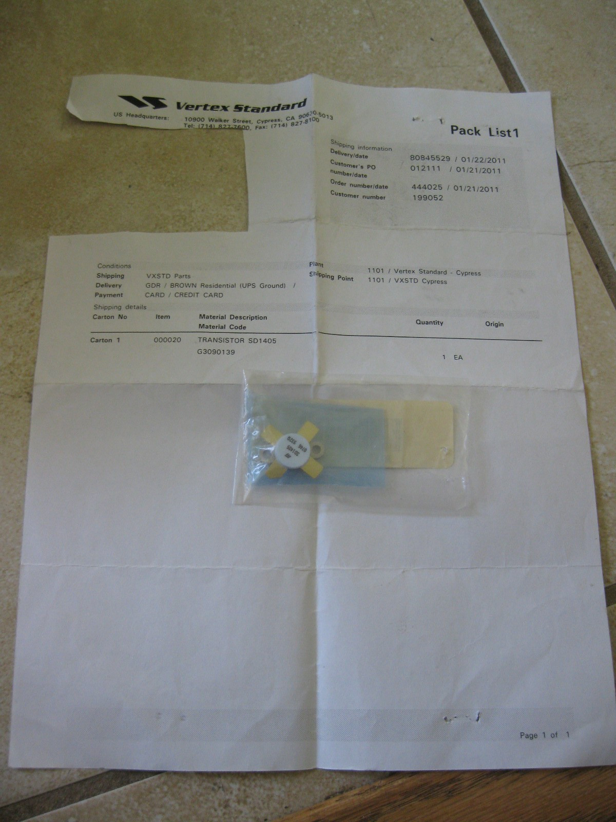 ST Microelectronics ORIGINAL  SD1405 RF transistor brand new in  sealed package