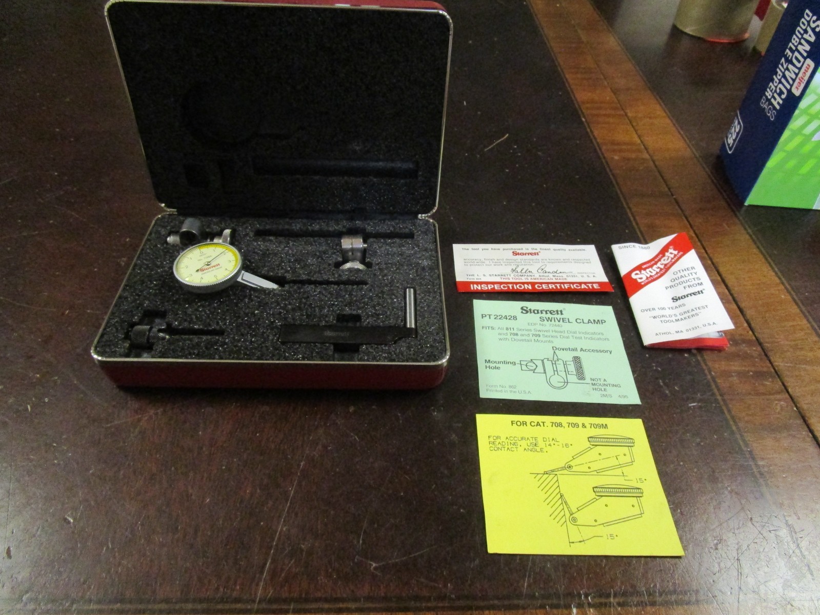 Starrett 708 series dial test indicator 708A with case