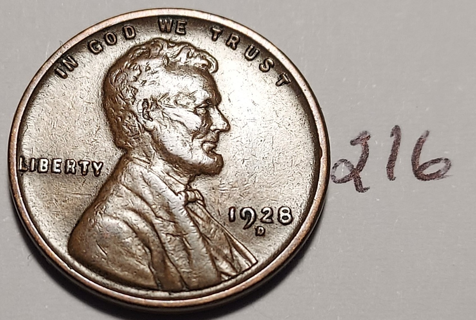 1928-D Lincoln Wheat Cent    EXTREMELY FINE   #216