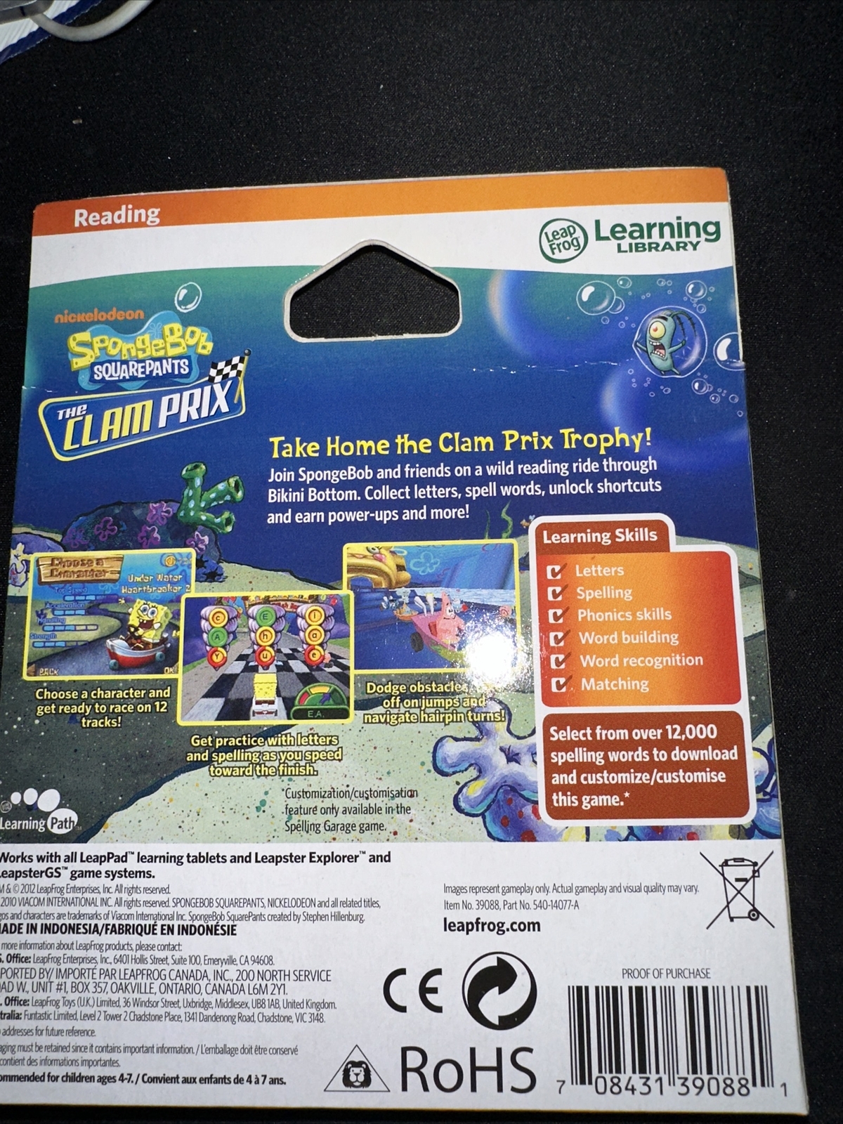LeapFrog Explorer SpongeBob Squarepants The Clam Prix Learning Game