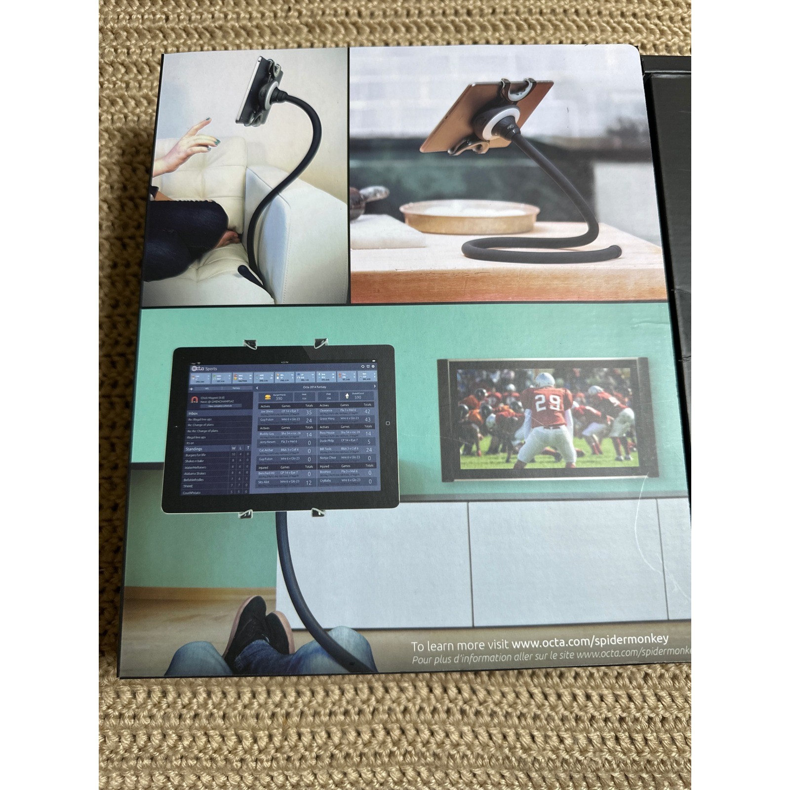 Octa Spider Monkey Universal Flexible Tablet Stand iPad E-Reader Mount Black