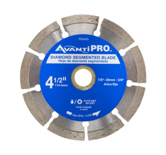 AvantiPro PD045S 4.5" Diamond Segmented Blade, Masonry, for Angle Grinders, NEW