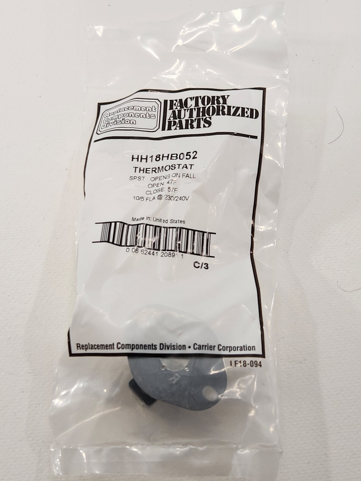 Factory Authorized Parts - HH18HB052 - Low Ambient Thermostat - Lot of 60