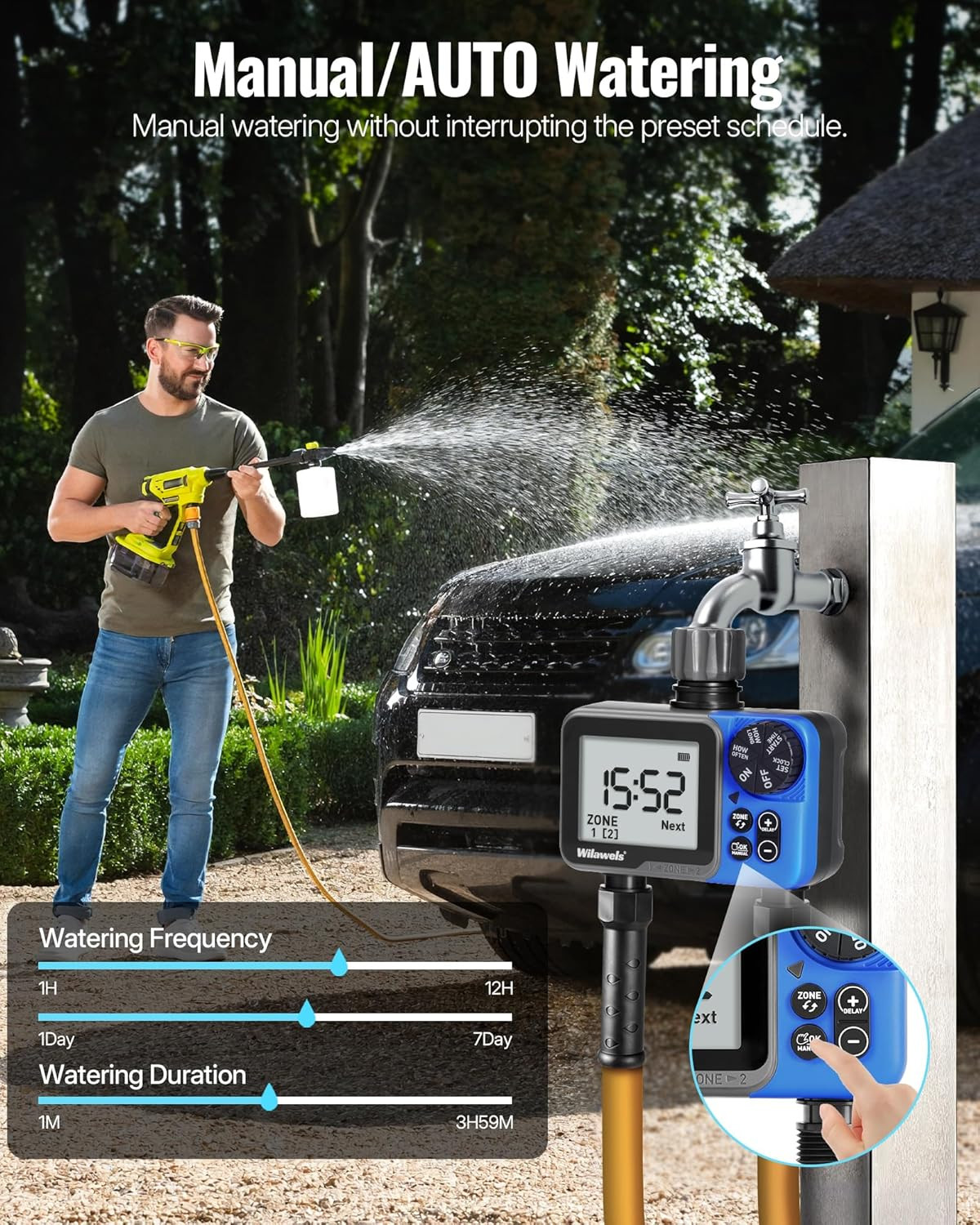 Water Timer for Garden Hose, 2 Zone Sprinkler Timer, Automatic Irrigation System