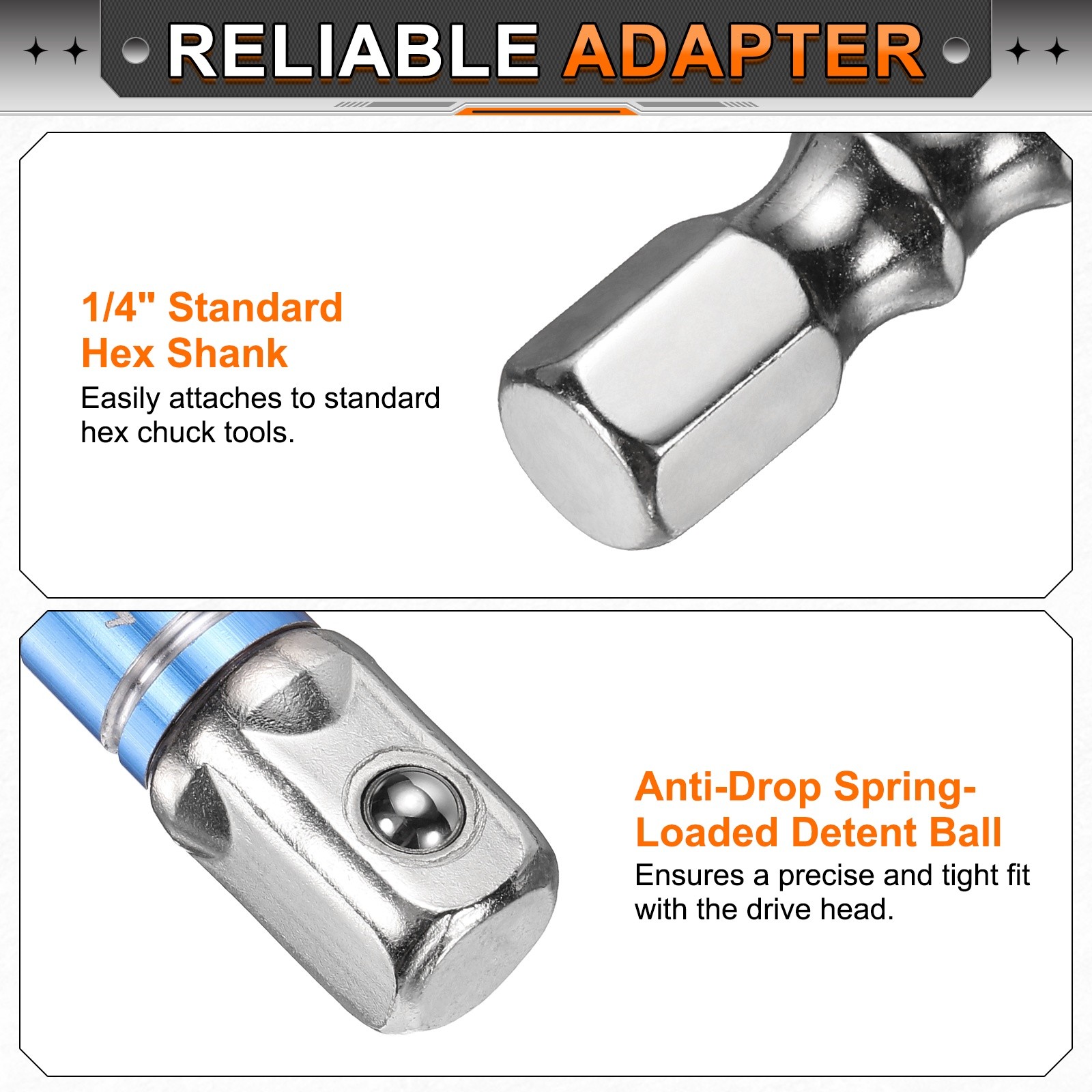 4pcs 1/2" Bright Impact Driver Socket Adapter Extension Set Silver-Blue