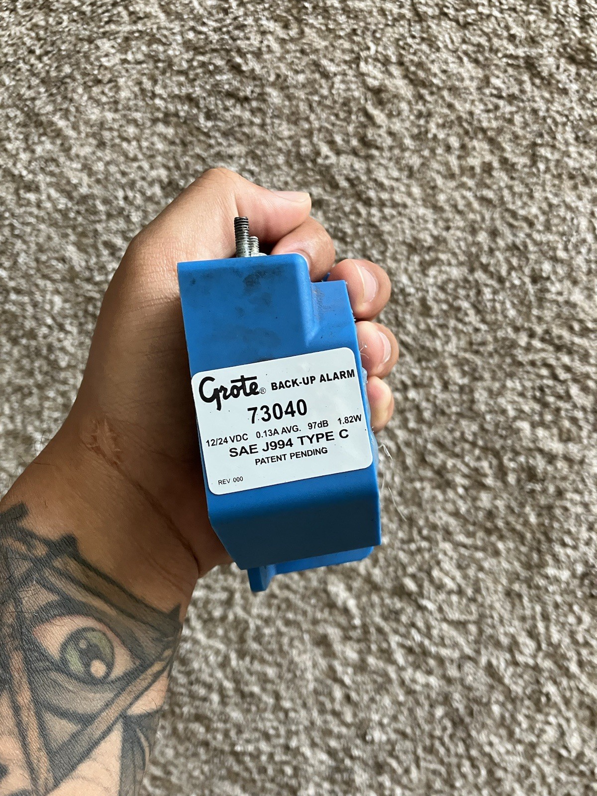 Grote 73040 Back Up Alarm, Self-Grounding, 97Db, Blue