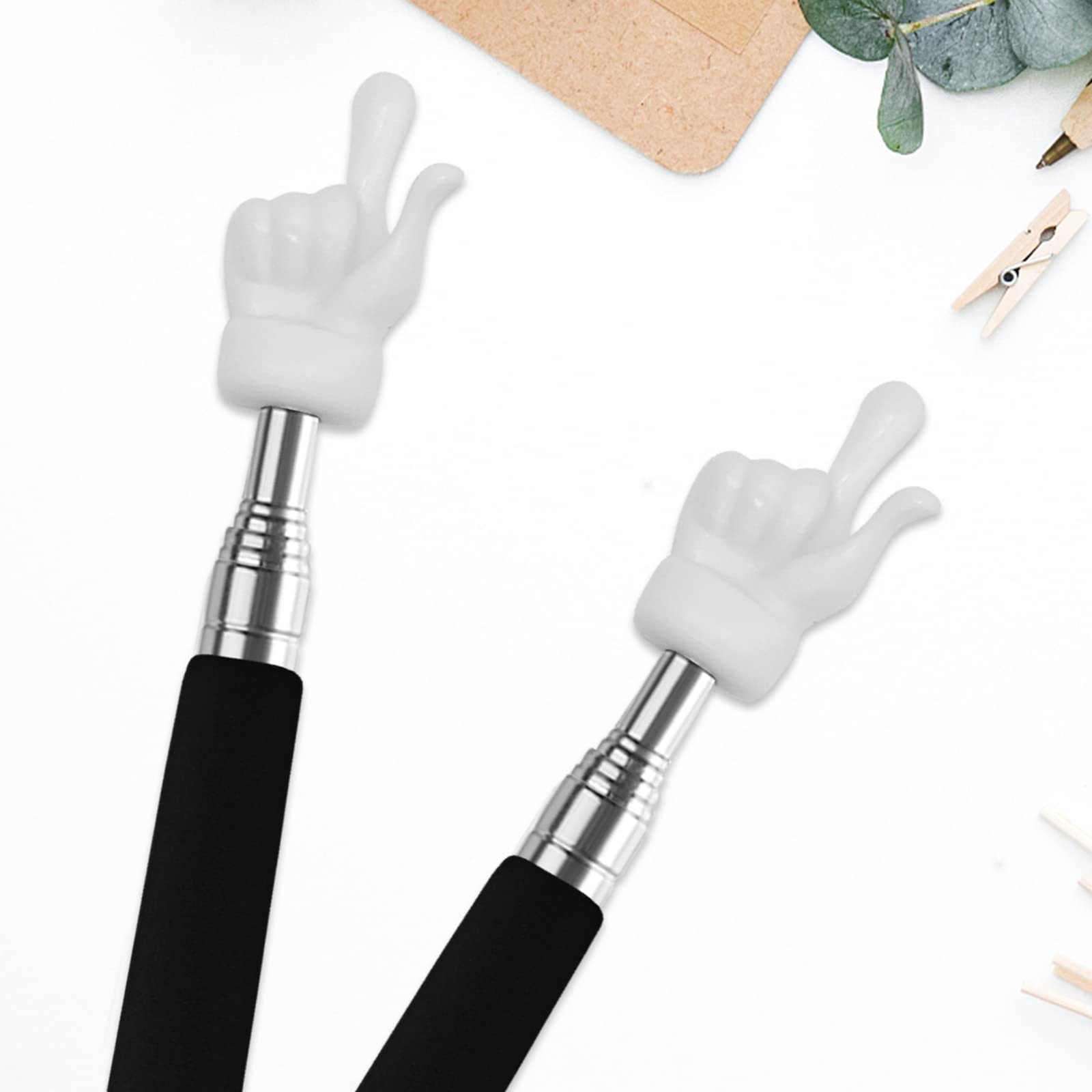 2Pcs Telescopic Teachers Pointer Retractable Classroom Finger Stick Black