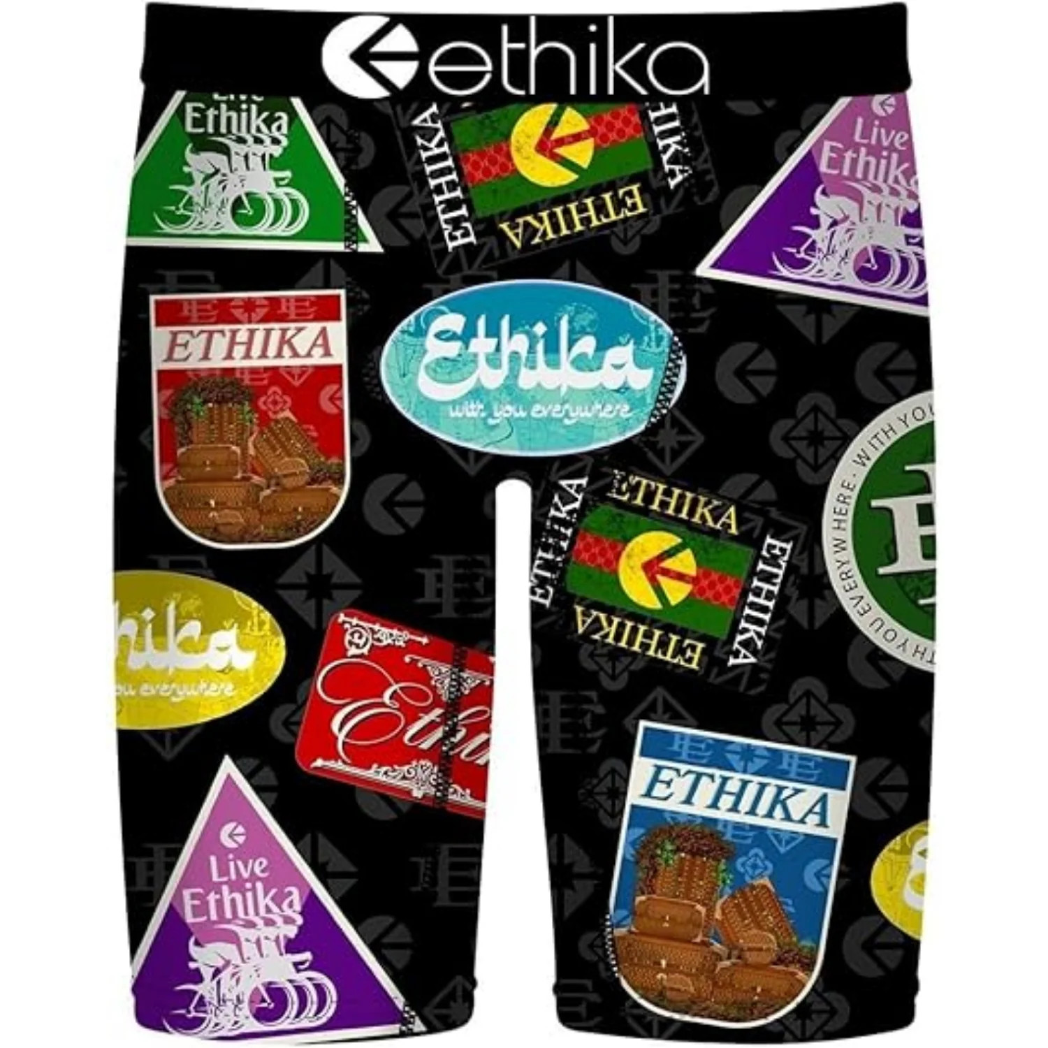 Ethika Men’s Boxer Brief, Knee Length, 4-Way Stretch Performance Underwear-BLK-M