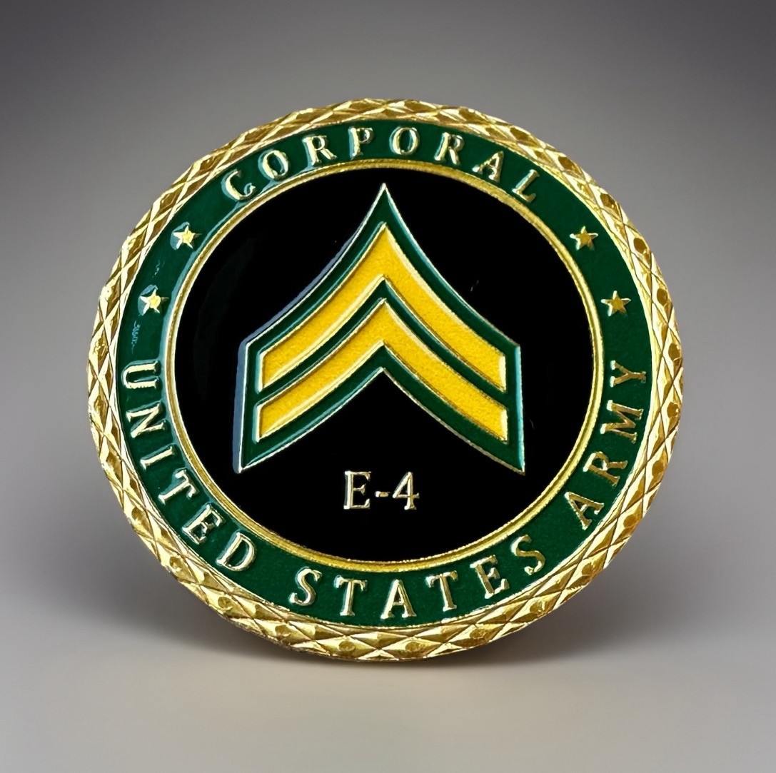 UNITED STATES ARMY - Rank CORPORAL E-4 Challenge Coin ·IN STOCK· ·FAST SHIPPING·