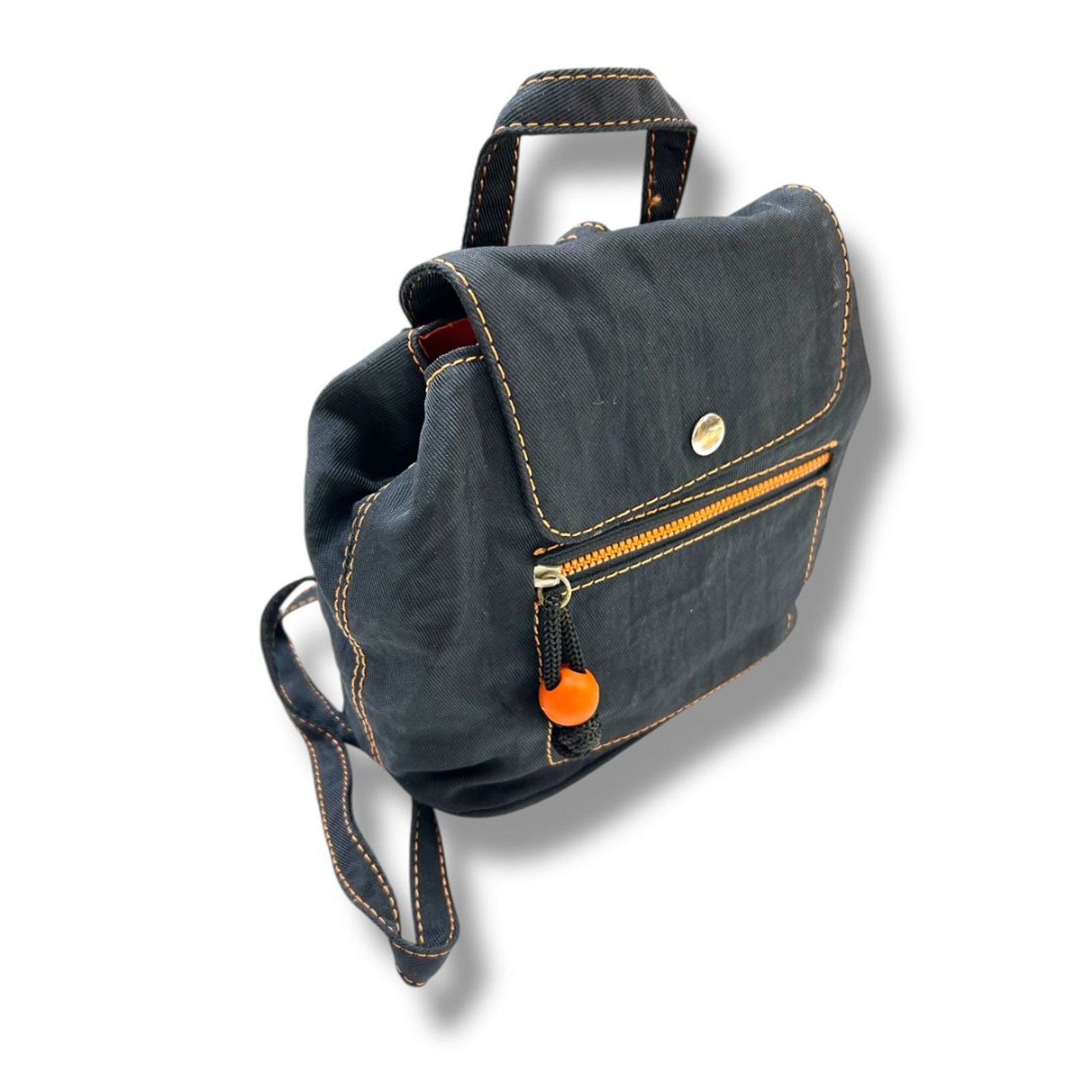 Nine West Black Vinyl Mini Backpack Black Orange Trim