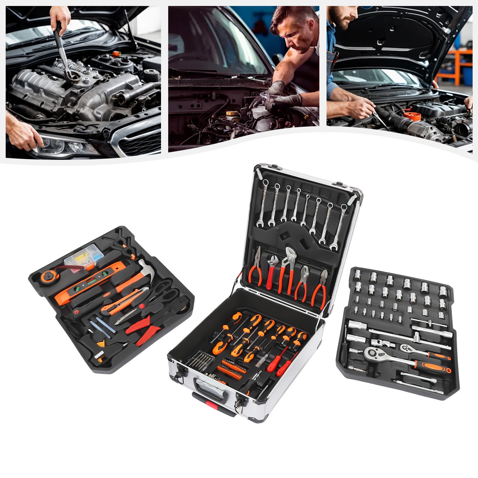 Trolley Case Tool Box Set Household Hand Tool Kit Mixed Hand Tool Kit Silver USA