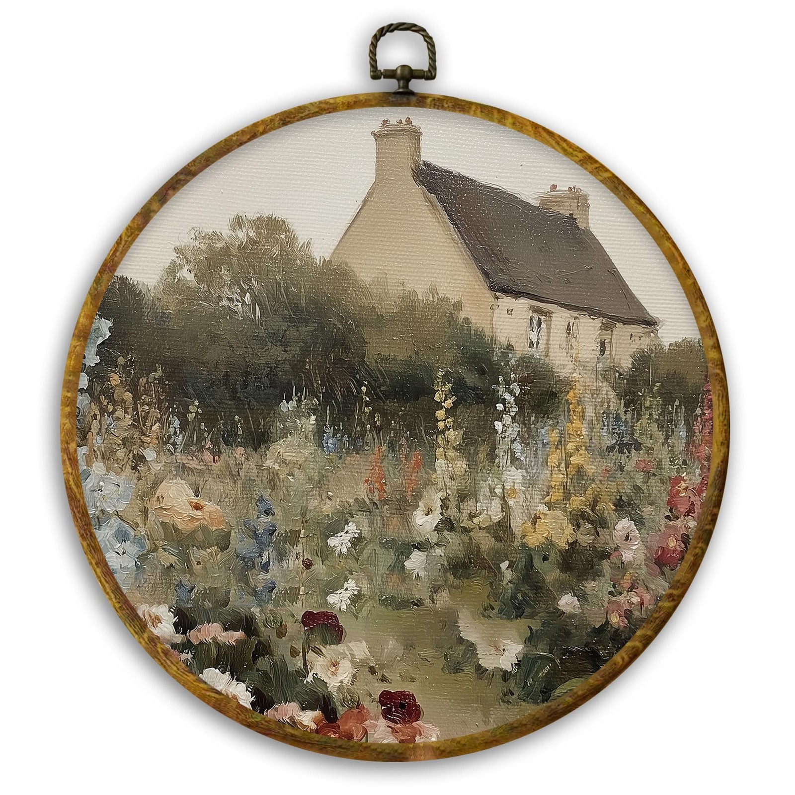 CUANFDDSF Vintage Cottagecore Farmhouse Round Wall Art, 10x10, Colour 01