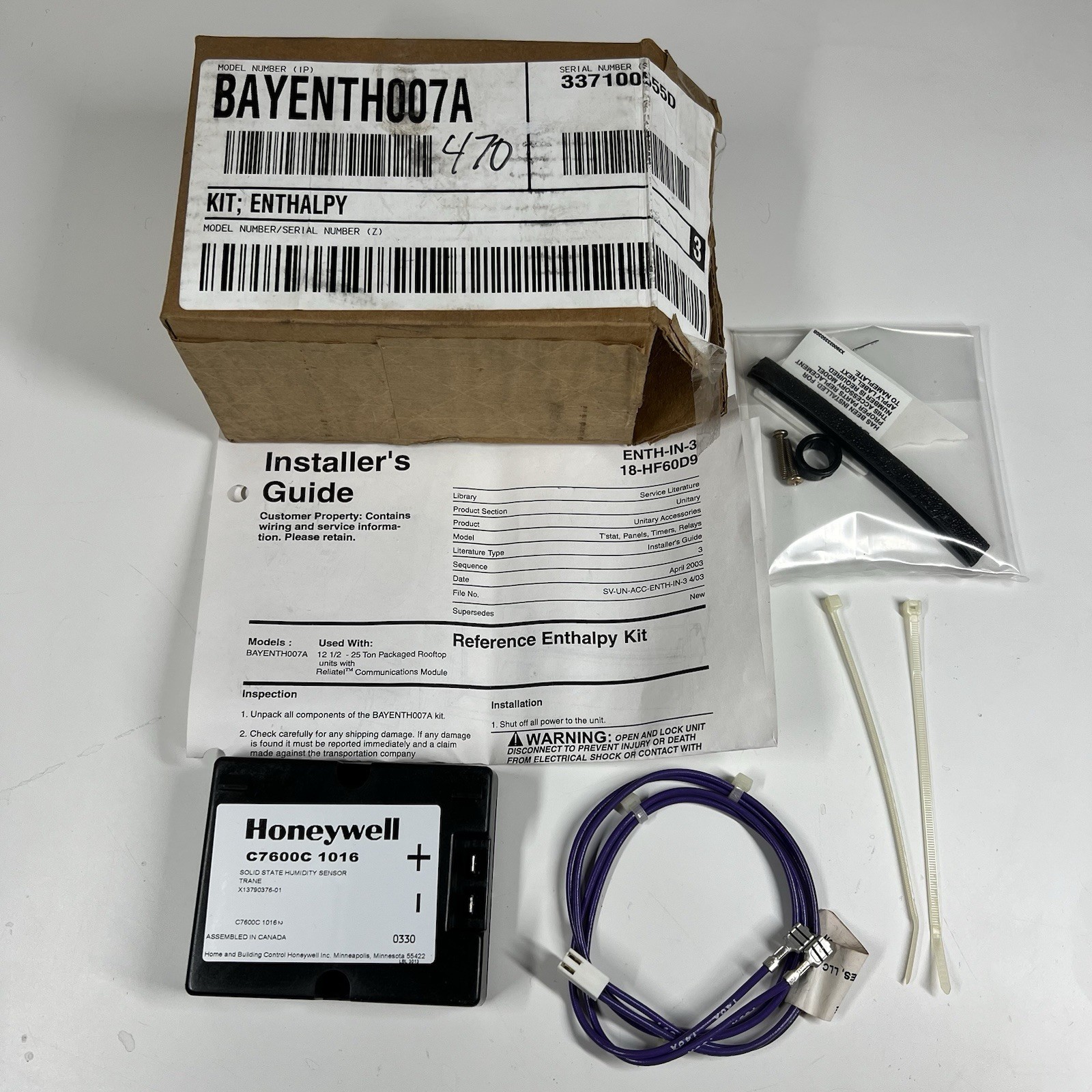 Honeywell Trane C7600C1016 Economizer Humidity Sensor X13790376-01 Enthalapy Kit