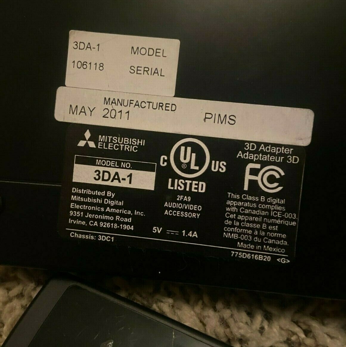 Mitsubishi Electric 3D Adapter Console Box 3DA-1 with Remote (UNTESTED) (READ)