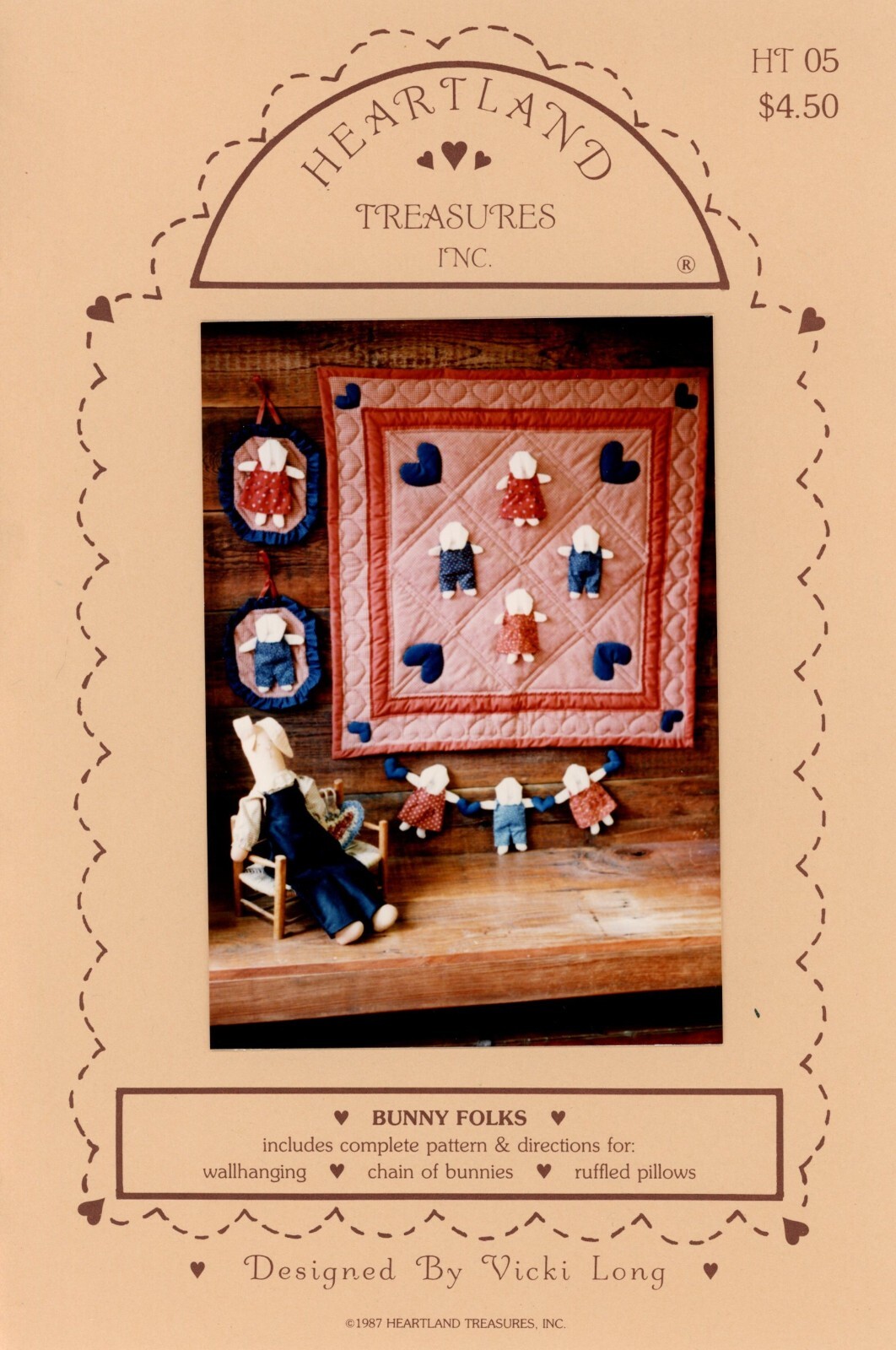 BUNNY FOLKS Wall Quilt, Chain of Bunnies, Ruffle Pillows - HEARTLAND TREASURES