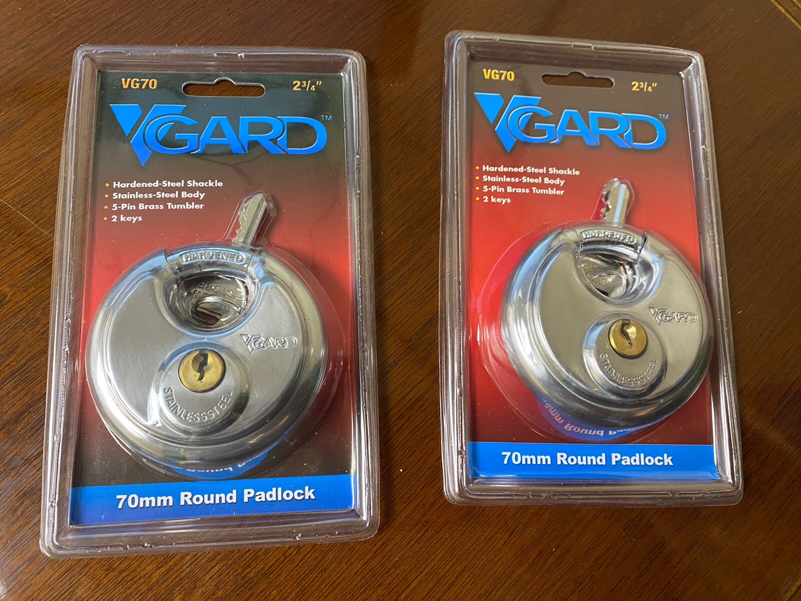 Lot Of 2 Move N Store Vgard Heavy Duty Padlocks Round 70mm-Brand New Sealed